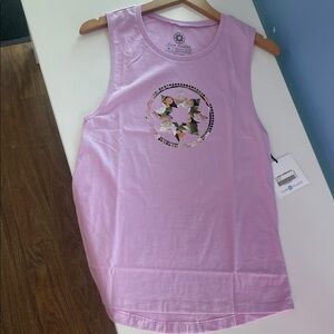 NWT Pink Sleeveless Top with club Pilates Floral Design, large